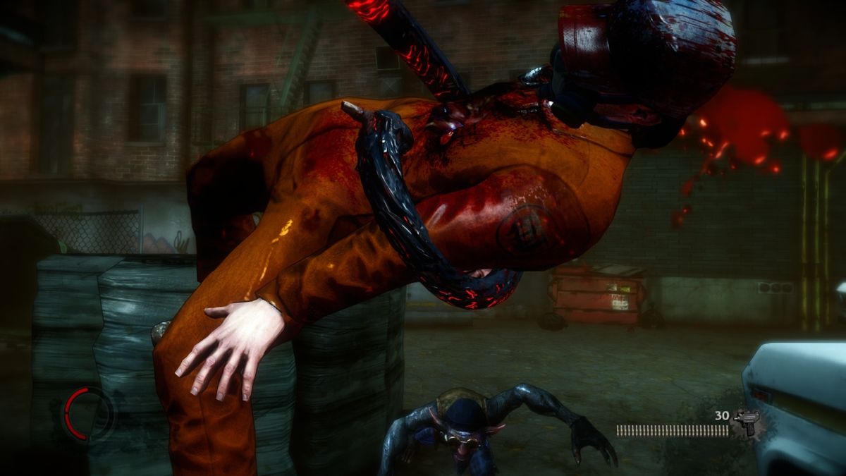 The Darkness II (Windows) screenshot: One of the many execution kills