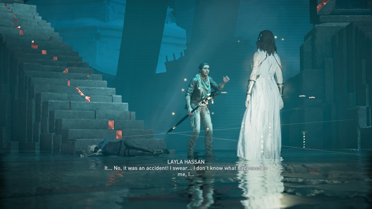 Assassin's Creed: Odyssey - The Fate of Atlantis (PlayStation 4) screenshot: Episode 2: Layla has been corrupted by the staff