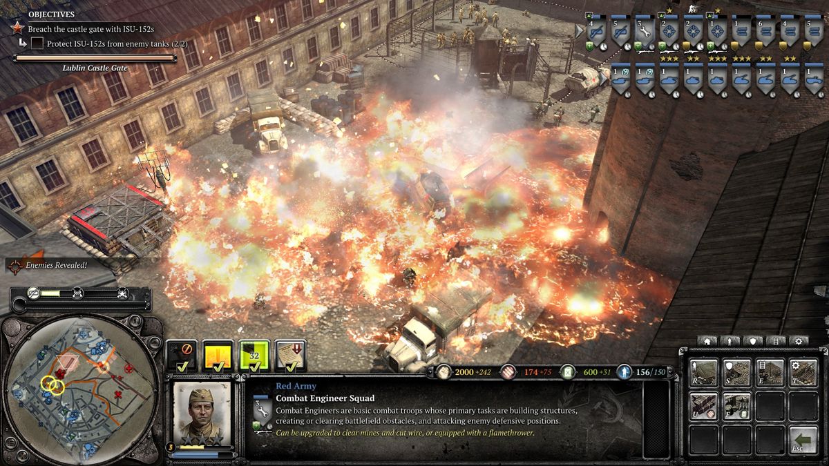 Company of Heroes 2 (Windows) screenshot: Taking out the prison guards with a deadly artillery strike.