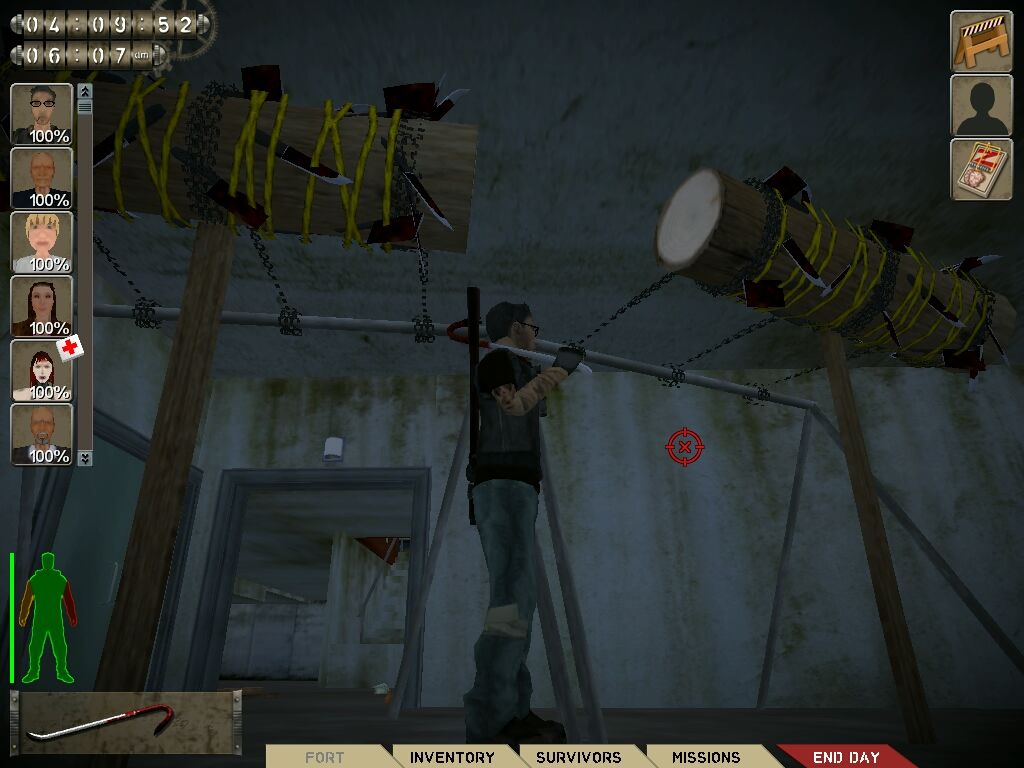Fort Zombie (Windows) screenshot: Closer view of the vicious looking traps