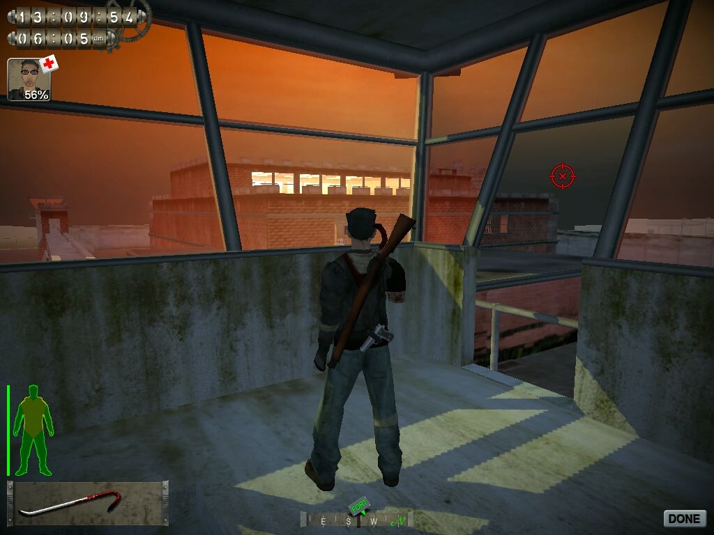 Fort Zombie (Windows) screenshot: The prison, seen from one of the watch towers