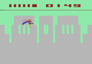 Superman (Atari 2600) screenshot: Carrying a henchman off to jail...