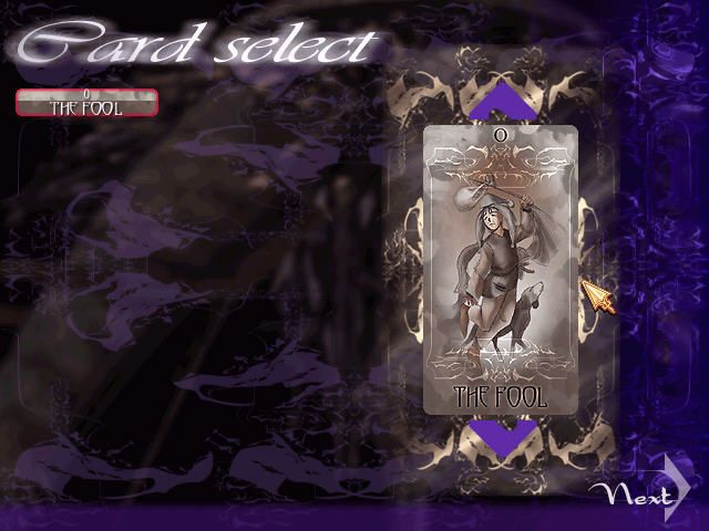 Tempest (Windows) screenshot: Using tarot cards to enhance characters