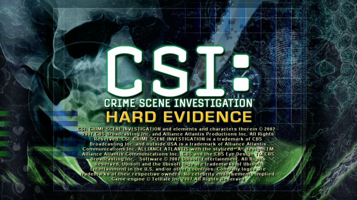 CSI: Crime Scene Investigation - Hard Evidence (Xbox 360) screenshot: Main title.