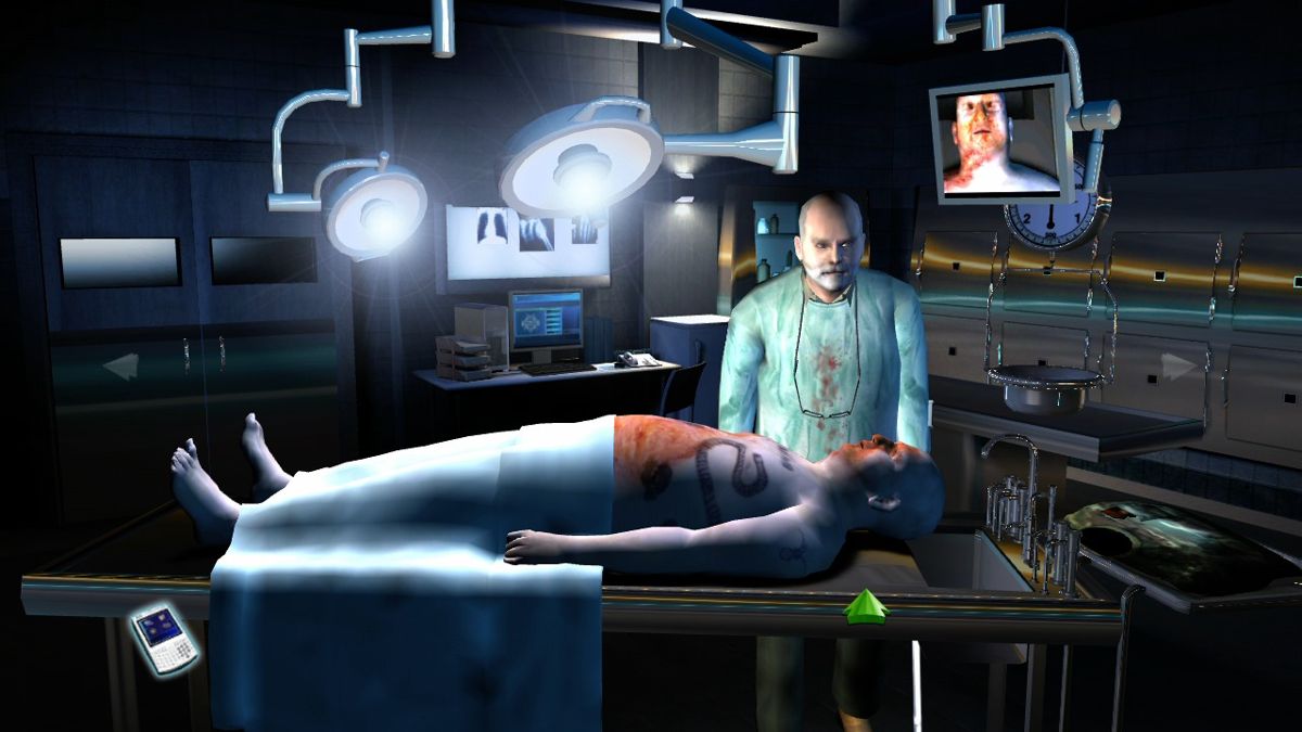 CSI: Crime Scene Investigation - Hard Evidence (Xbox 360) screenshot: Doc Robbins can give you basic information like the cause of death, murder weapon or the time of death.
