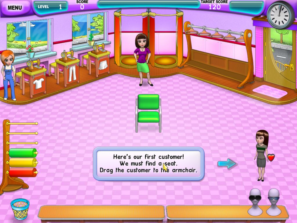 Fashion Craze (Windows) screenshot: Maria gets her first customer