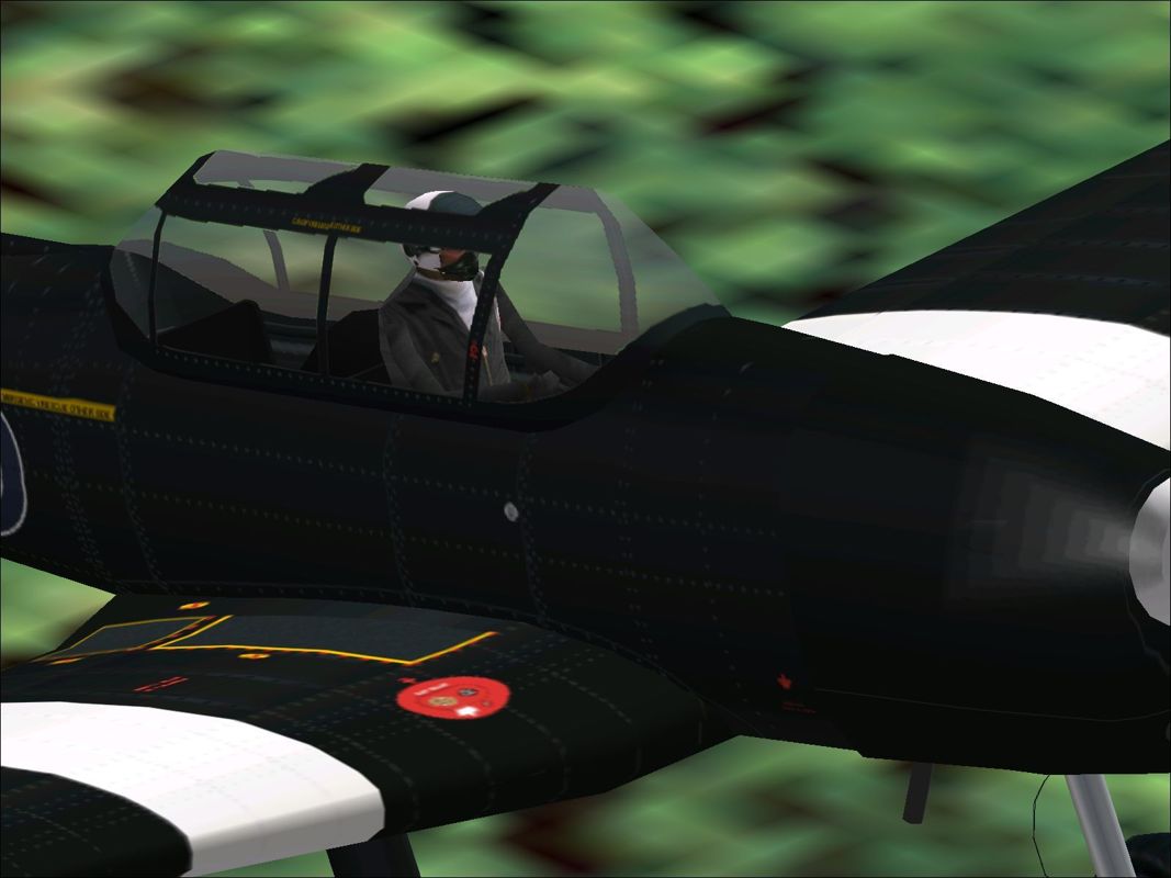 Battle of Britain: Memorial Flight (Windows) screenshot: The level of detail in the craft is very good. It is possible to change the pilot's into WW II uniforms when using the combat sim. Microsoft Flight Simulator 2000 was used for this screen shot