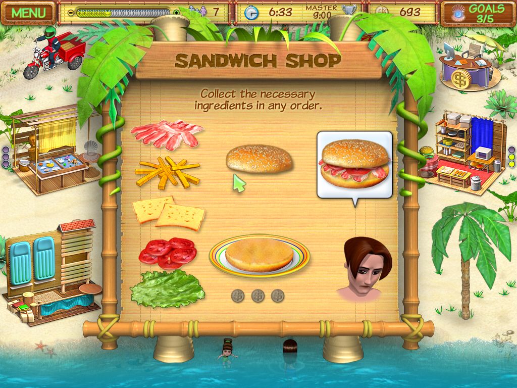 Beach Party Craze (Windows) screenshot: Making a hamburger