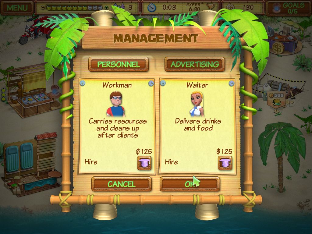 Beach Party Craze (Windows) screenshot: Hiring helpers