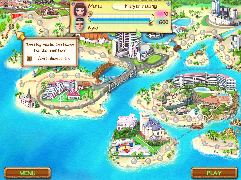 Beach Party Craze (Windows) screenshot: The resort map