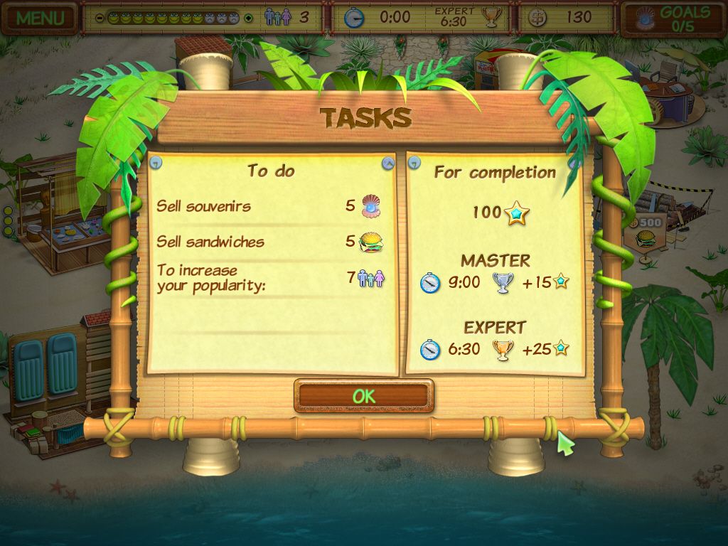 Beach Party Craze (Windows) screenshot: Task list