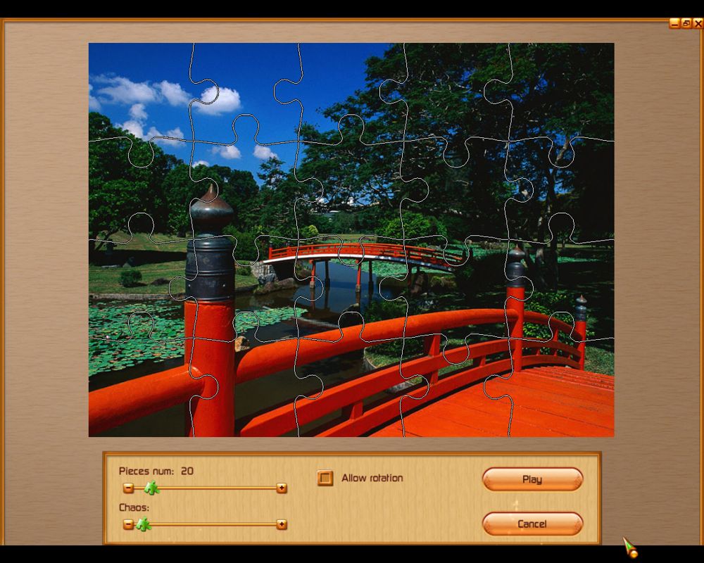 Jigsaw World (Windows) screenshot: The "Modify" window; puzzle before any changes