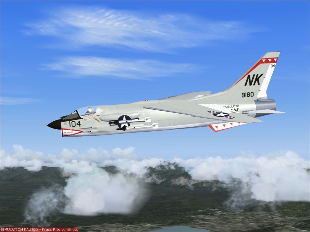 Combat Collectors: Second Edition (Windows) screenshot: The F-8 Crusader in flight.