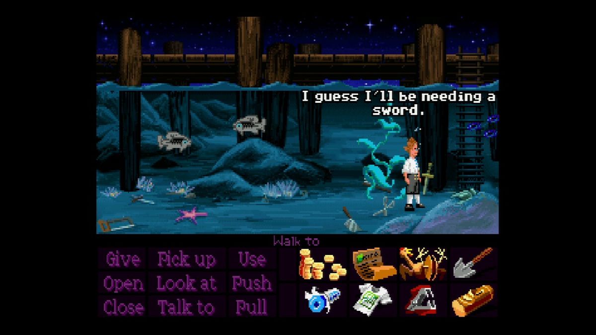 The Secret of Monkey Island: Special Edition (PlayStation 3) screenshot: A view of the underwater in a classic mode.