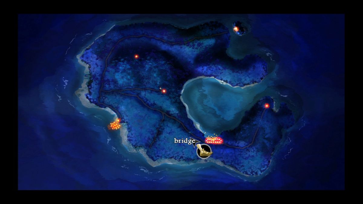 The Secret of Monkey Island: Special Edition (PlayStation 3) screenshot: Map of Melee Island in special edition mode has some enhancements like animated water.