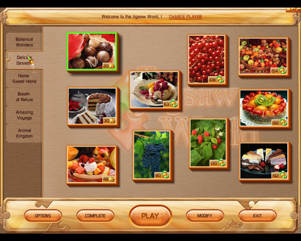Jigsaw World (Windows) screenshot: Delicate Dessert images