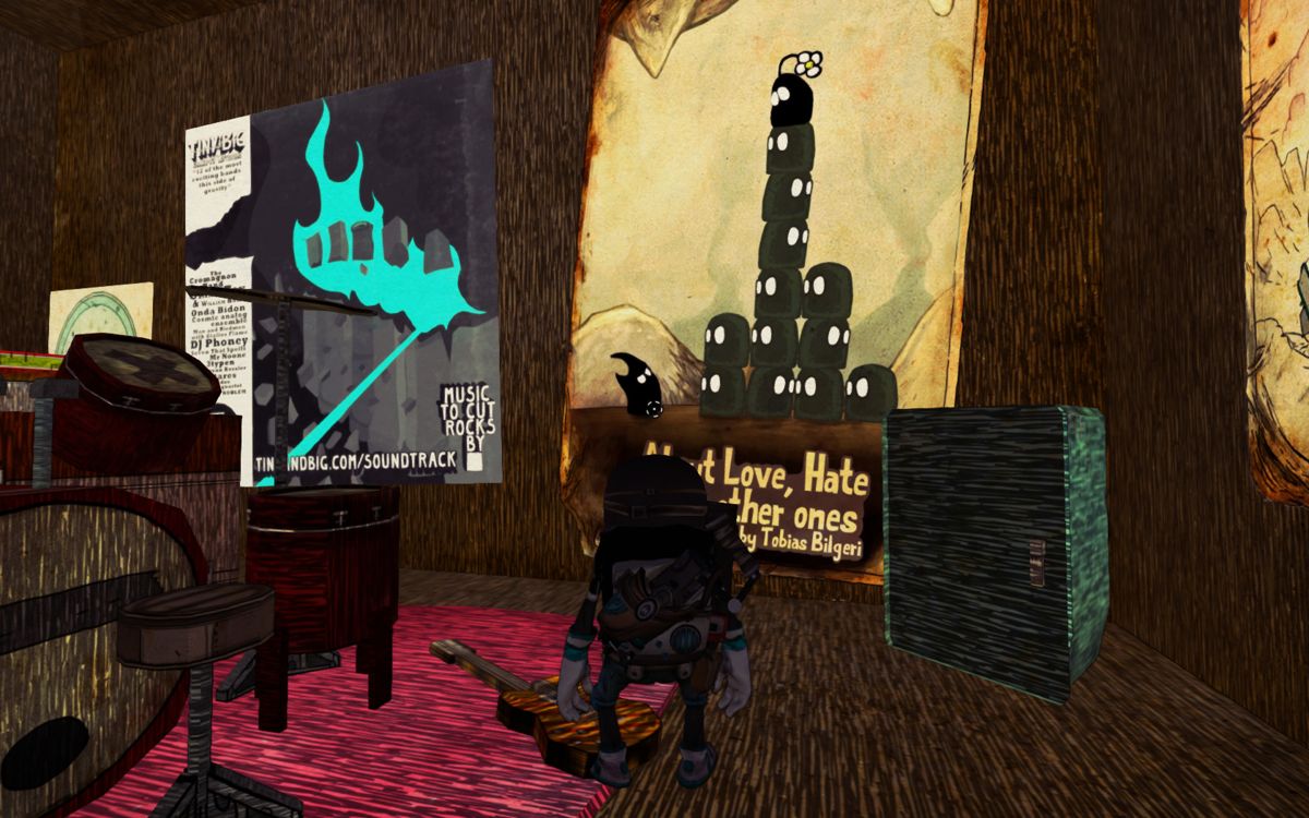 Tiny and Big: Grandpa's Leftovers (Windows) screenshot: A room with music instruments