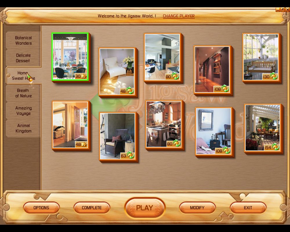 Jigsaw World (Windows) screenshot: Images in the Home Sweet Home category