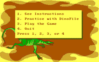 Return of the Dinosaurs (DOS) screenshot: Main menu