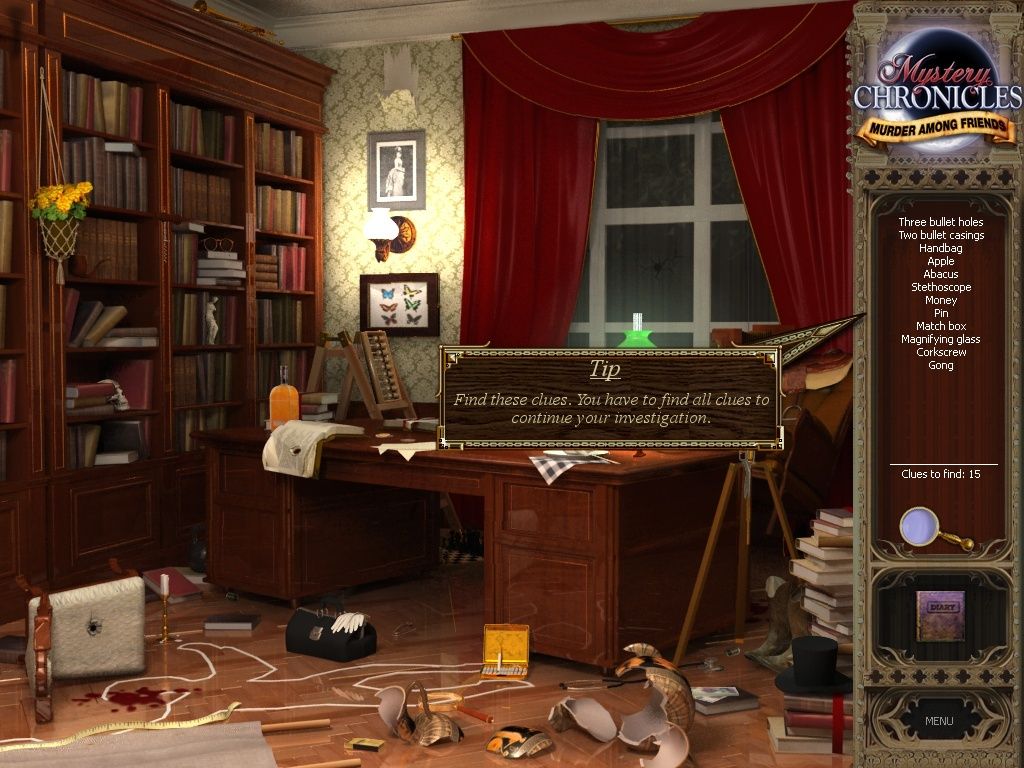 Mystery Chronicles: Murder Among Friends (iPad) screenshot: Game start