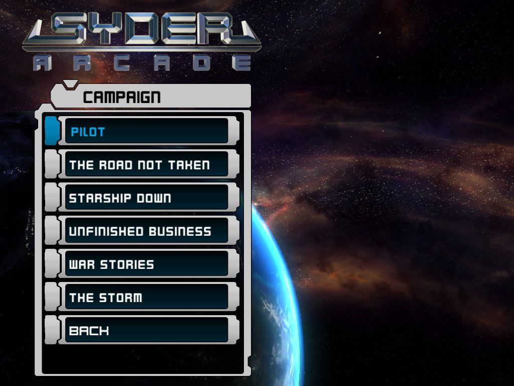 Syder Arcade (Windows) screenshot: Overview of the six available missions