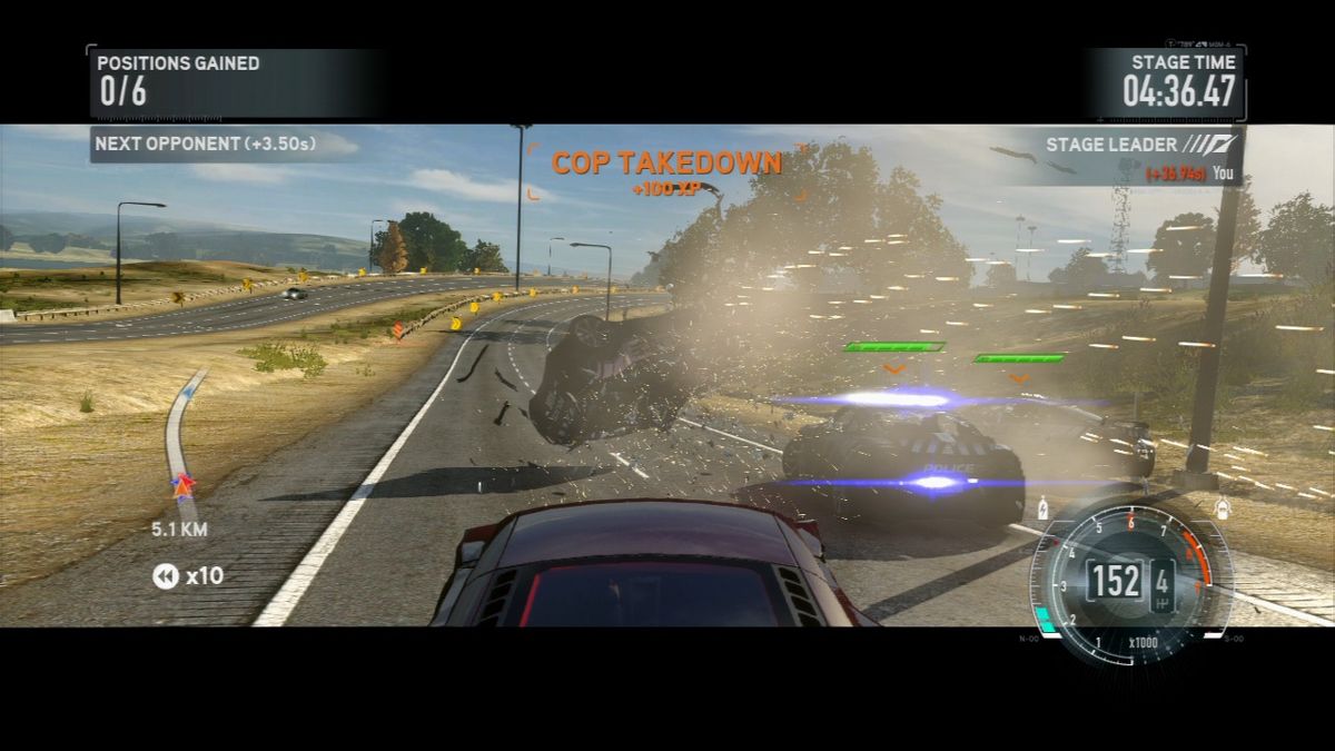 Need for Speed: The Run (PlayStation 3) screenshot: Cops are fast and persistent but things happen.
