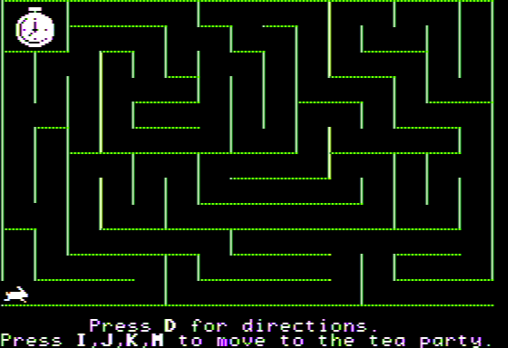 Microzine #19 (Apple II) screenshot: Malice in Wonderland - And Solve a Maze