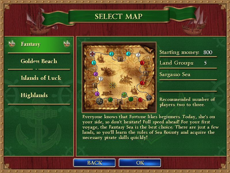 Sea Bounty: Dead Man's Chest (Windows) screenshot: About the Fantasy board