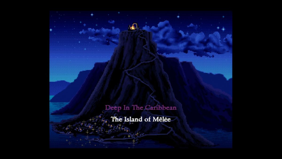 The Secret of Monkey Island: Special Edition (PlayStation 3) screenshot: Game opening starts with original Monkey Island graphics.