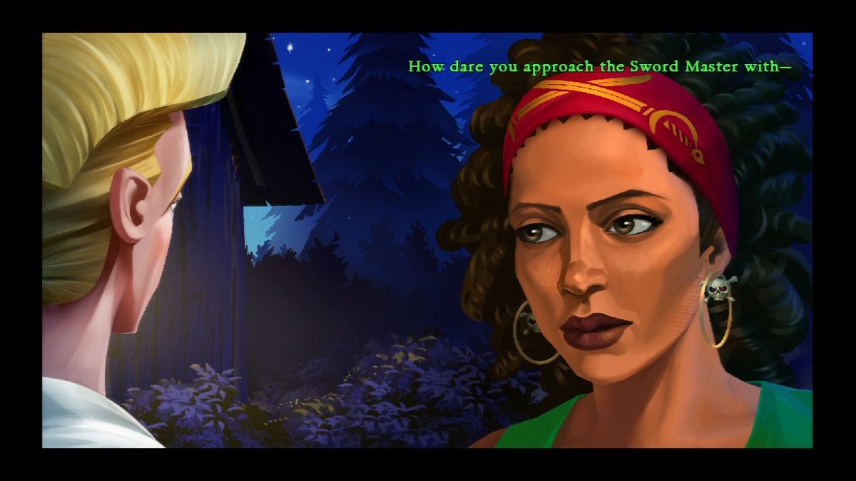 The Secret of Monkey Island: Special Edition (PlayStation 3) screenshot: Once you've trained enough, you can challenge the Sword Master to a duel.