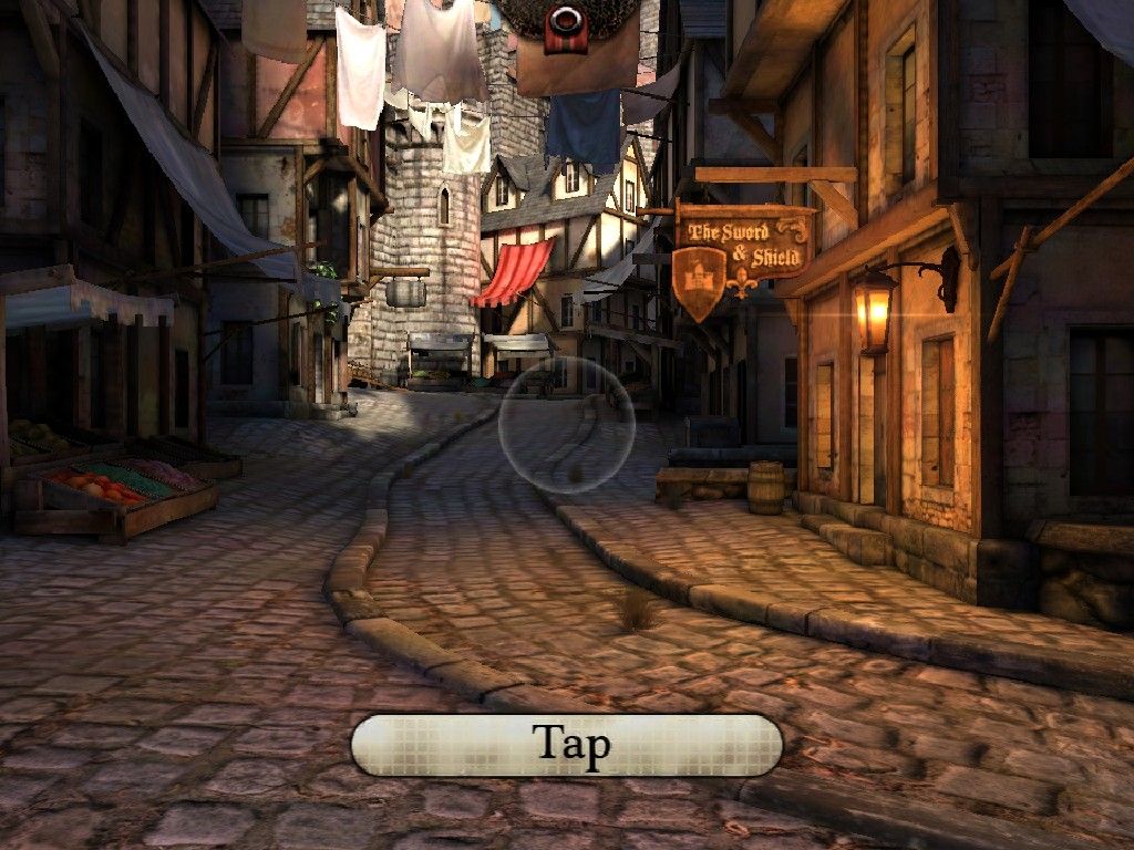 Epic Citadel (iPad) screenshot: Control by tapping the ground and walk to that point