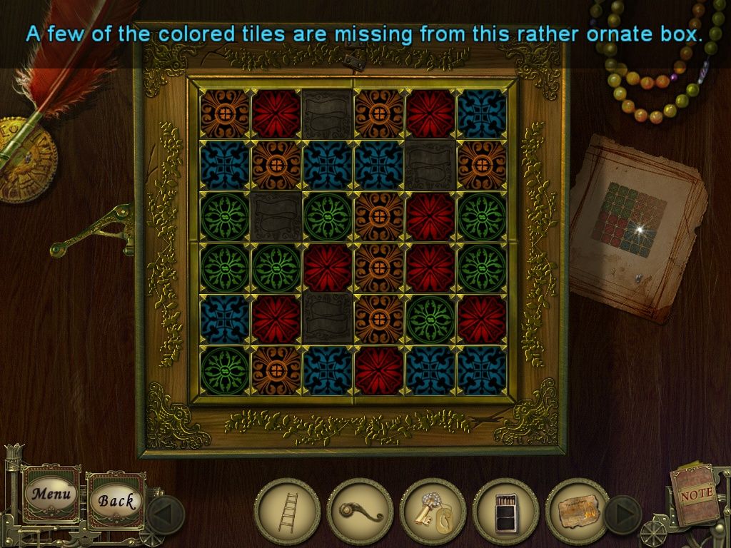 Dark Tales: Edgar Allan Poe's The Black Cat (Collector's Edition) (iPad) screenshot: Colored tiles puzzle