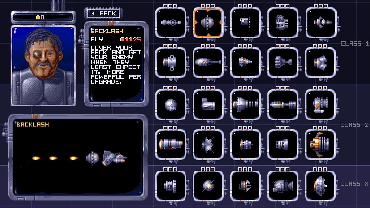 1993 Space Machine (Nintendo Switch) screenshot: many guns to pick from