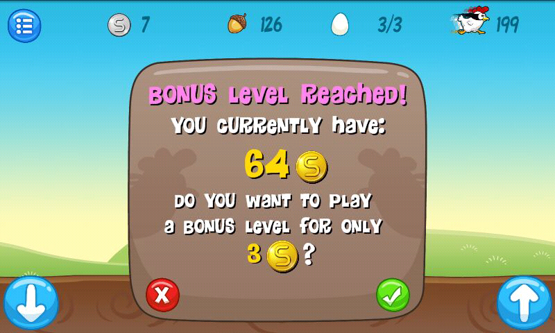 Ninja Chicken (Android) screenshot: Bonus level reached