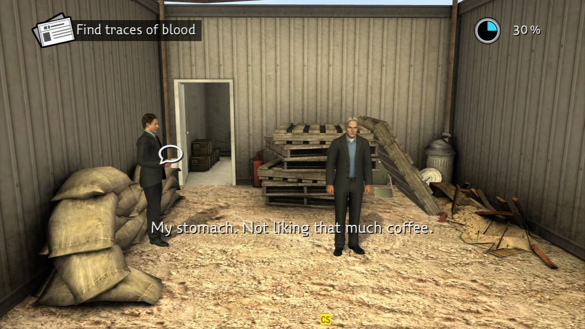 NCIS (PlayStation 3) screenshot: Tony doesn't seem to be able to keep up with the boss.