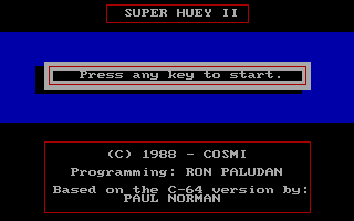 Super Huey II (DOS) screenshot: Title screen