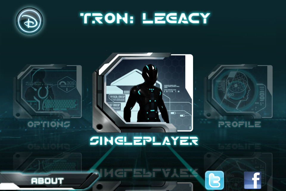 Tron: Legacy (iPhone) screenshot: Main menu