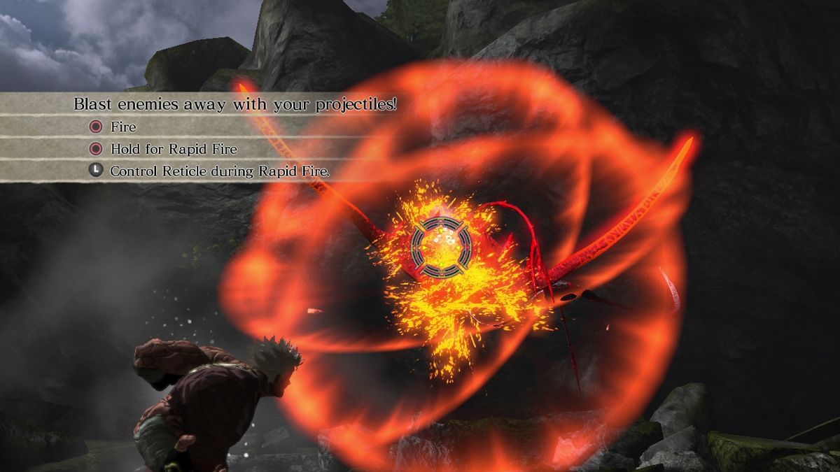 Asura's Wrath (PlayStation 3) screenshot: Asura can shoot projectiles too.