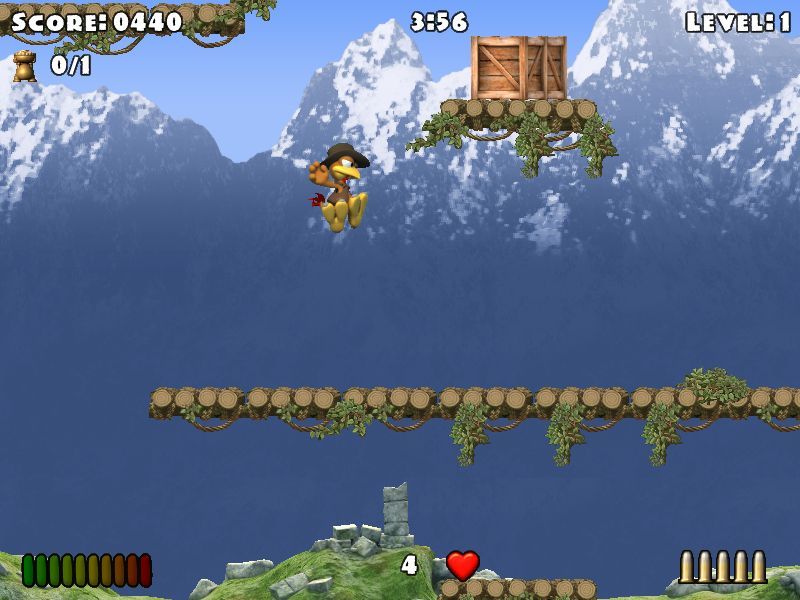 Crazy Chicken: Heart of Tibet (Windows) screenshot: Level 1, jumping