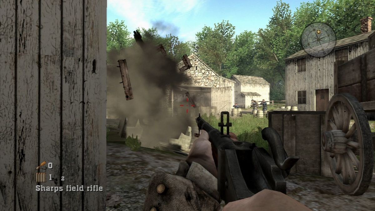 Civil War: Secret Missions (PlayStation 3) screenshot: They seem determined to protect the Gatling gun.