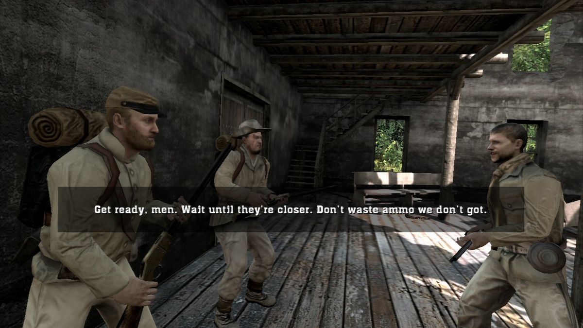 Civil War: Secret Missions (PlayStation 3) screenshot: Got to fend off the attack until reinforcements arrive.