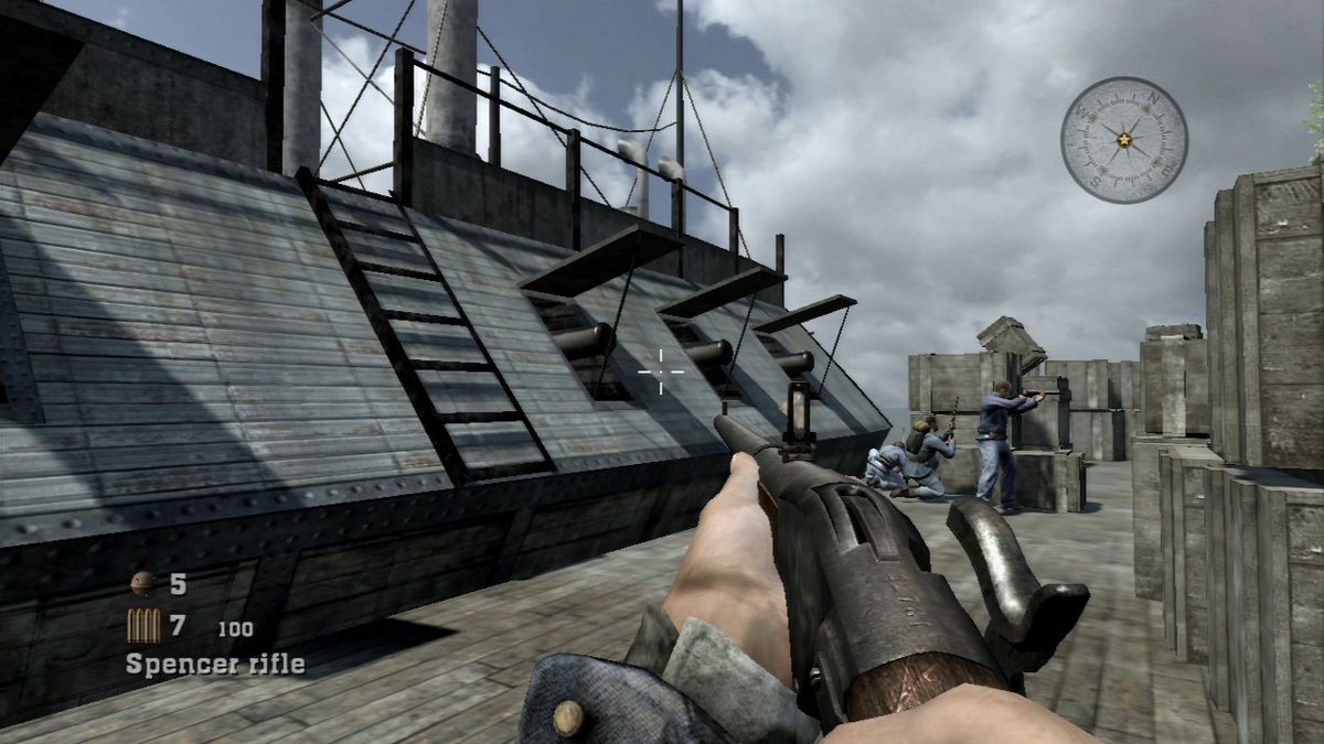 Civil War: Secret Missions (PlayStation 3) screenshot: Disembarking from a warship and into the urban fight.