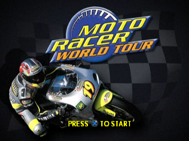 Moto Racer World Tour (PlayStation) screenshot: Title screen.