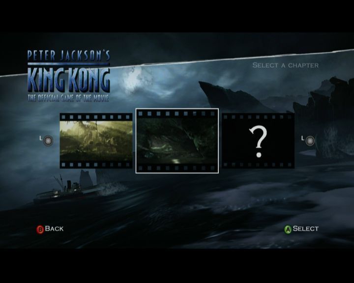 Peter Jackson's King Kong: The Official Game of the Movie (Xbox 360) screenshot: Chapter select