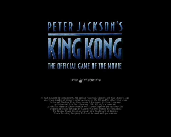 Peter Jackson's King Kong: The Official Game of the Movie (Xbox 360) screenshot: Title screen