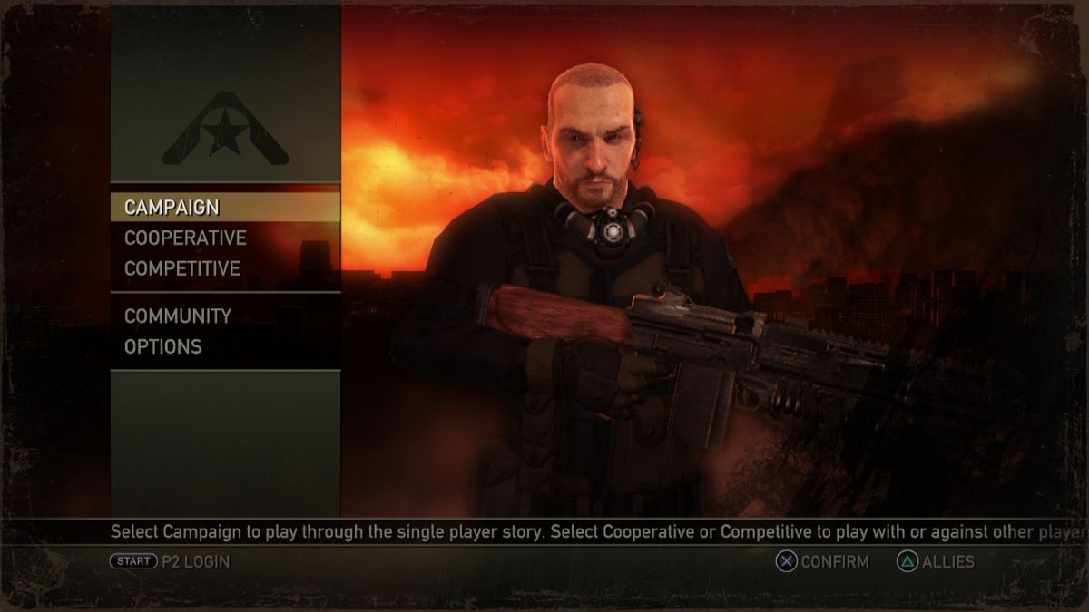Resistance 2 (PlayStation 3) screenshot: The main menu.