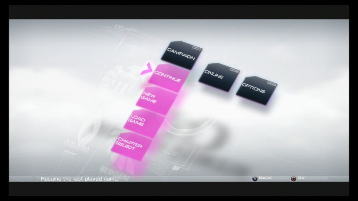 Binary Domain (PlayStation 3) screenshot: Main menu.