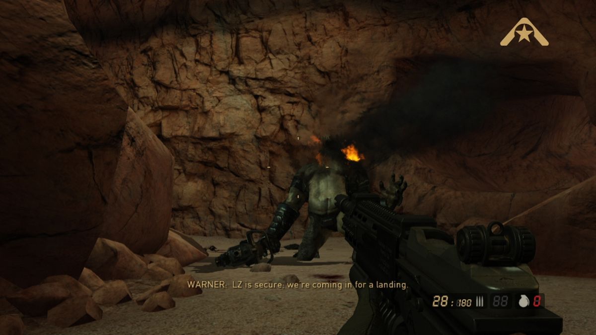 Resistance 2 (PlayStation 3) screenshot: Man, those titans are sure hard to kill.