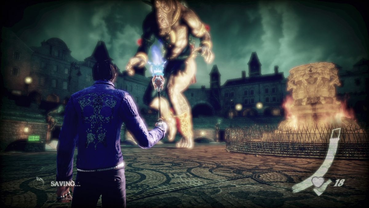 Shadows of the Damned (PlayStation 3) screenshot: To power up their abilities some demons use human blood containers, so destroying them is the key to victory.