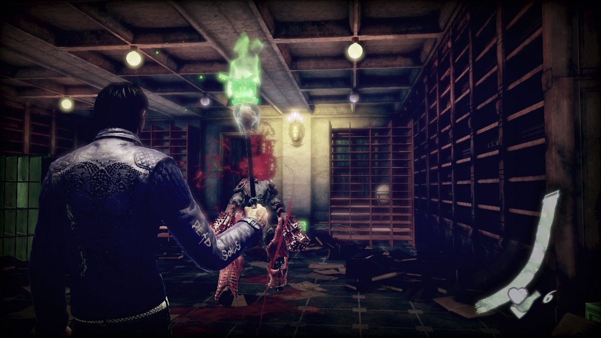 Shadows of the Damned (PlayStation 3) screenshot: Some demons actually use armor, so you'll have to blast it before getting to the flesh.